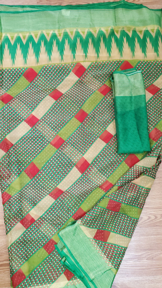 Green Soft Georgette Saree