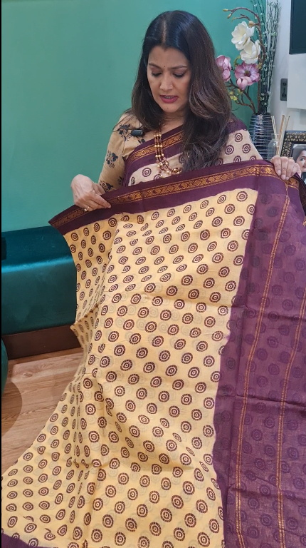 Light Yellow Premium Chunri Cotton Saree