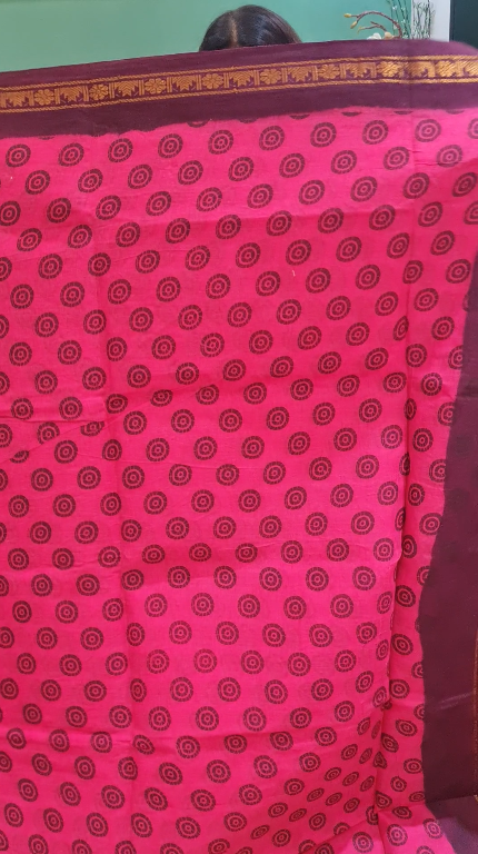 Premium Pink Chunri Cotton Saree