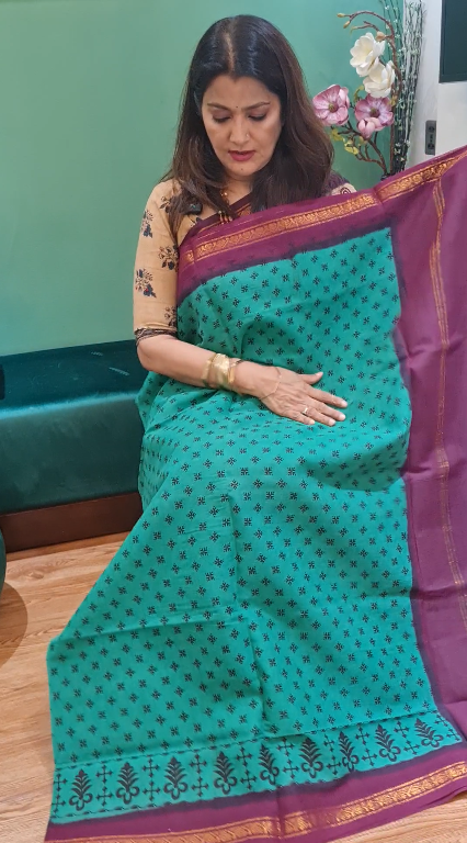 Green Premium Chunri Cotton Saree