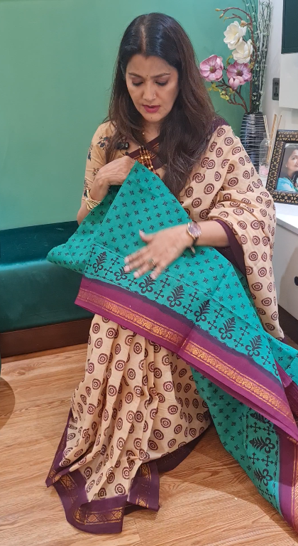 Green Premium Chunri Cotton Saree