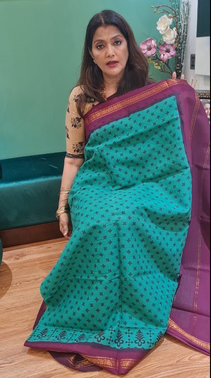 Green Premium Chunri Cotton Saree