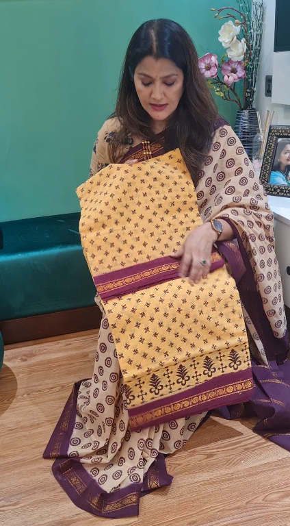 Light Yellow Premium Chunri Cotton Saree