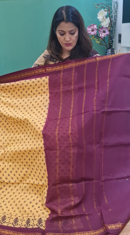 Light Yellow Premium Chunri Cotton Saree