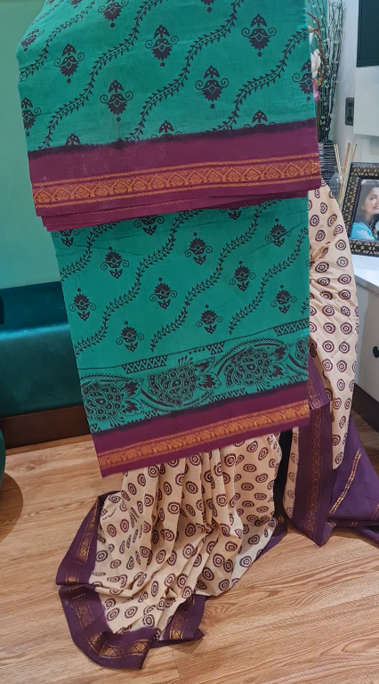 Green Premium Chunri Cotton Saree