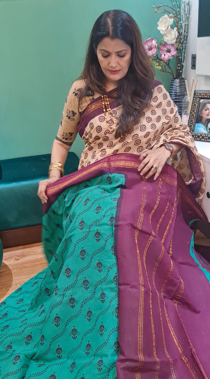 Green Premium Chunri Cotton Saree