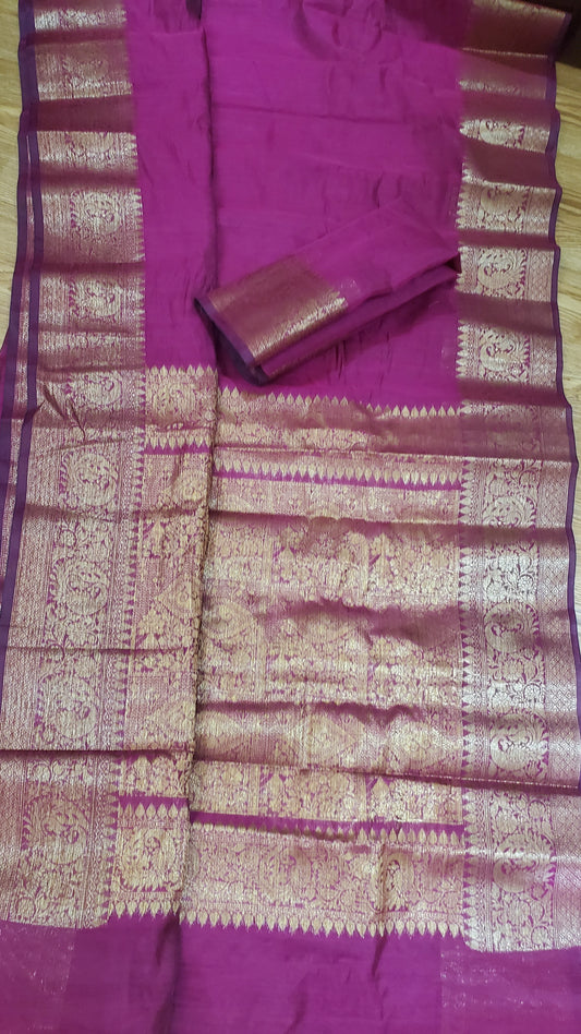 magenta gadowal silk saree