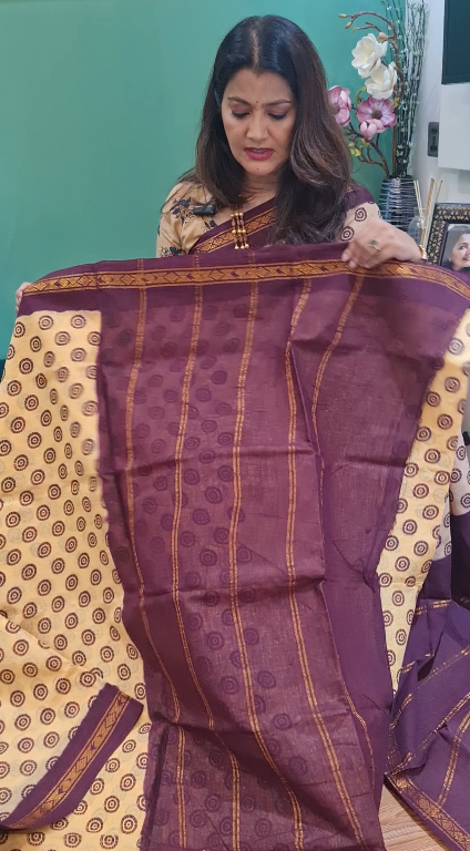 Light Yellow Premium Chunri Cotton Saree
