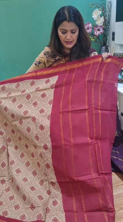 Light Brown Premium Chunri Cotton Saree