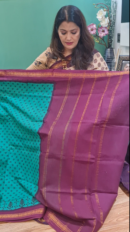 Green Premium Chunri Cotton Saree