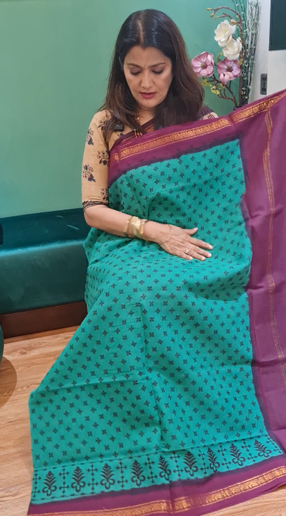 Green Premium Chunri Cotton Saree