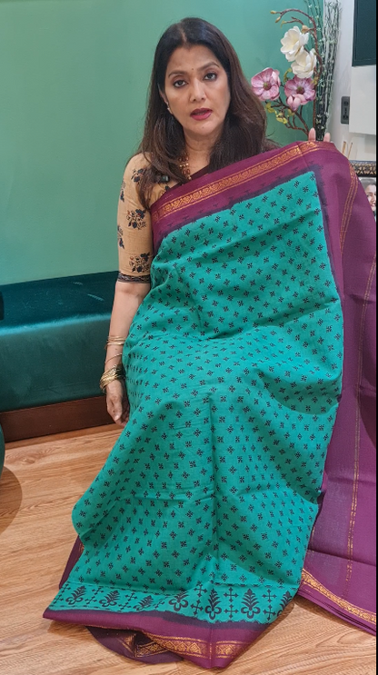 Green Premium Chunri Cotton Saree