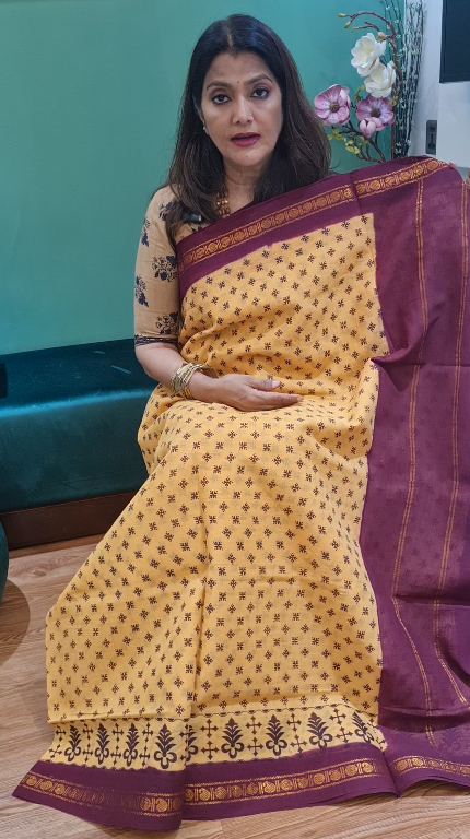Light Yellow Premium Chunri Cotton Saree