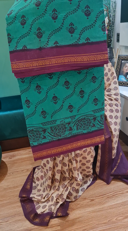 Green Premium Chunri Cotton Saree