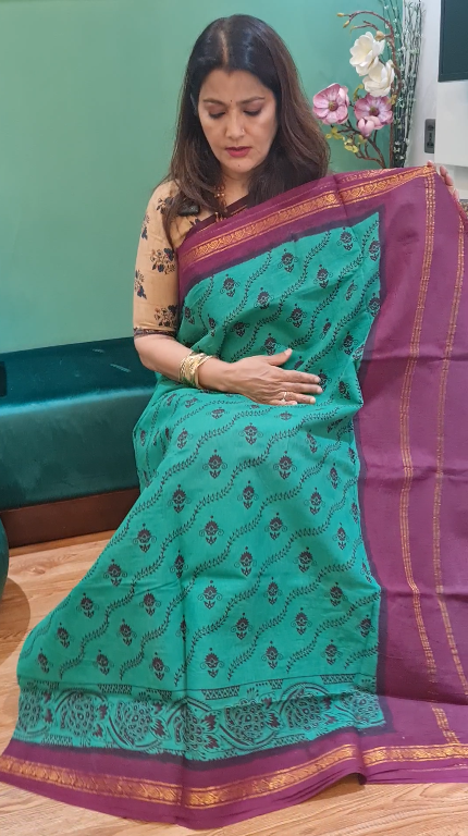 Green Premium Chunri Cotton Saree