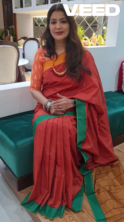 Orange Chennai Silk Saree